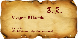 Blayer Rikarda névjegykártya